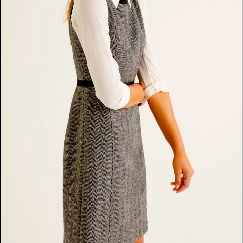 Boden Carrie Tweed Dress—Grey Herringbone